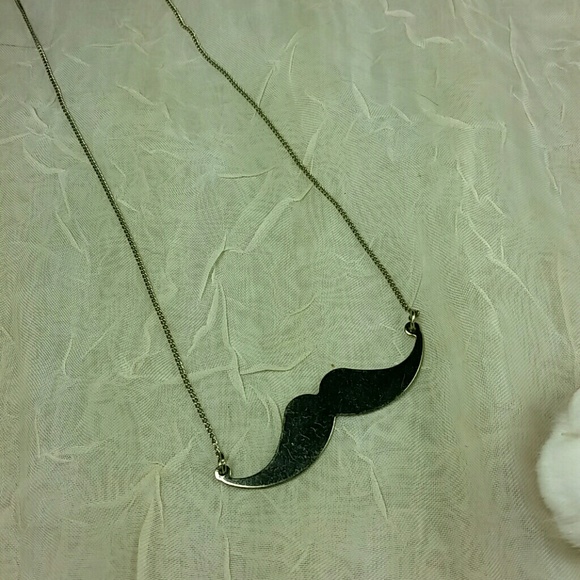 Accessorize Jewelry - 18 in silver tone necklace with mustache pendant